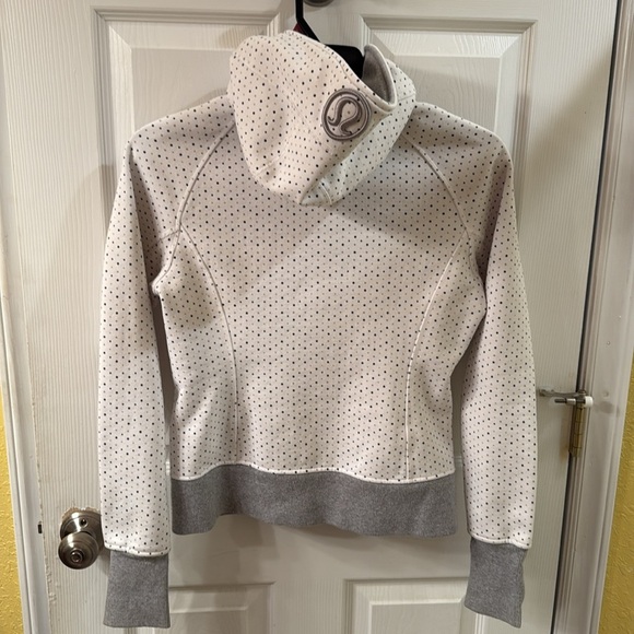 LULU White and Gray Polka Dot Zip-Up Hoodie - Picture 3 of 6